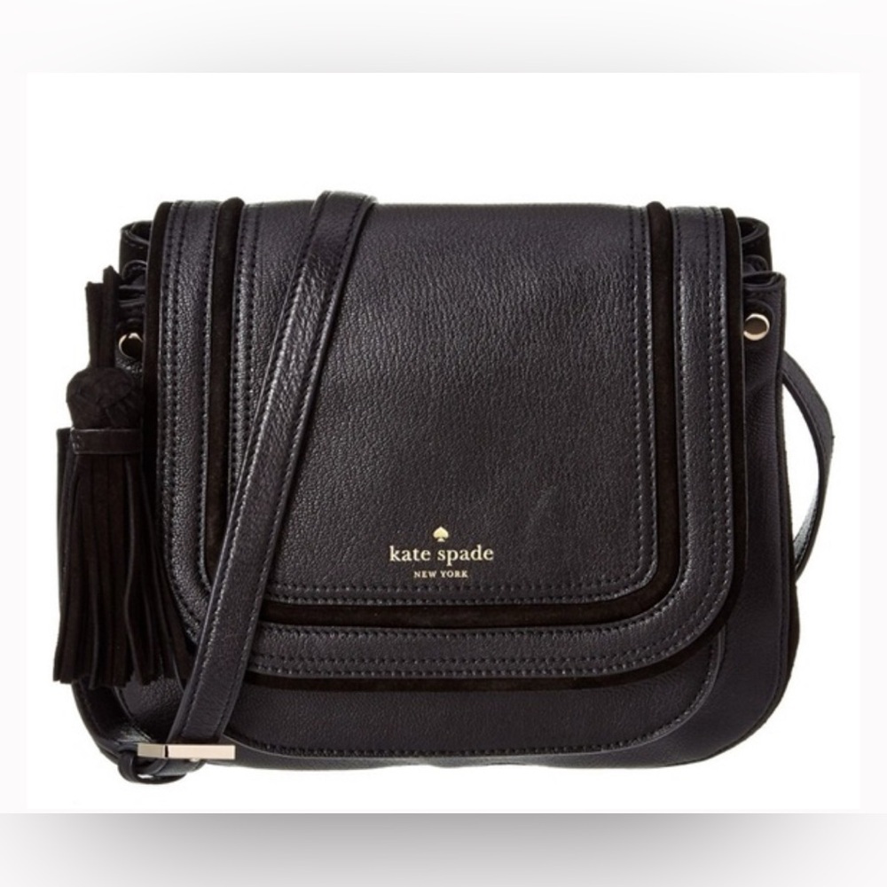 🔥SALE Kate Spade Black Leather Pratt Street Small Rianne crossbody bag like NEW - Picture 1 of 11
